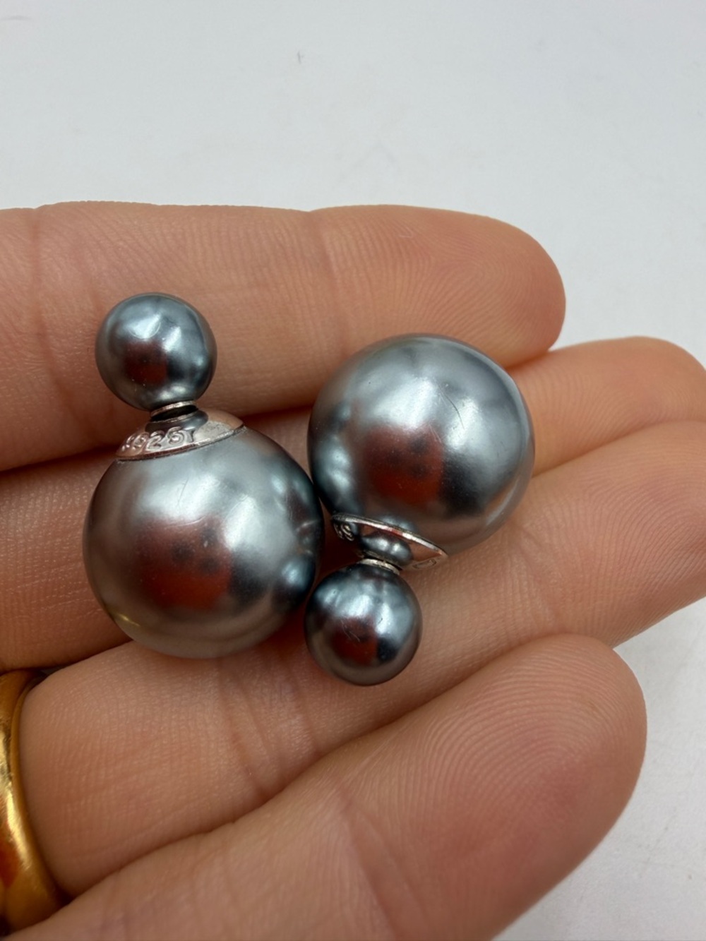 Dior Earrings Tribales Pearl Gray Stud 925
